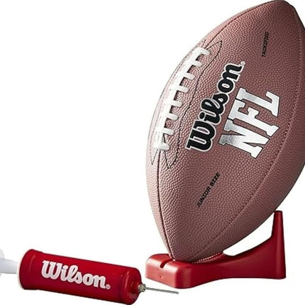 WILSON NFL MVP Junior Football with Pump and Tee, Brown Version