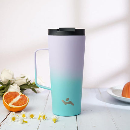 Konokyo Insulated Tumbler with Handle and Straw, 26 OZ Travel Coffee Mug Stainless Steel Cup Metal Water Bottle,Oasis