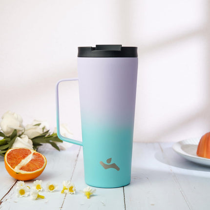Konokyo Insulated Tumbler with Handle and Straw, 18 OZ Travel Coffee Mug Stainless Steel Cup Metal Water Bottle,Oasis