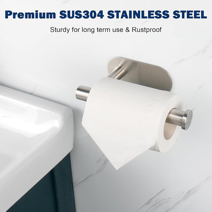 NearMoon Toilet Paper Holder Self Adhesive, Premium Thicken SUS304 Stainless Steel Rustproof Adhesive Toilet Roll Holder no Drilling for Bathroom, Kitchen, Washroom (3 Pack, Brushed Nickel)