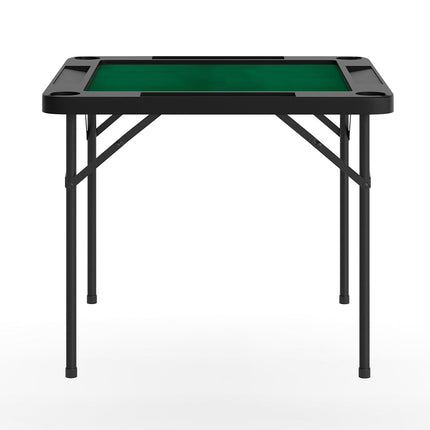 Flash Furniture Silas 34.5" Square Folding Card Table with Green Felt Playing Surface and Cup Holders, Portable Folding Game Table for 4 Players, Black/Green