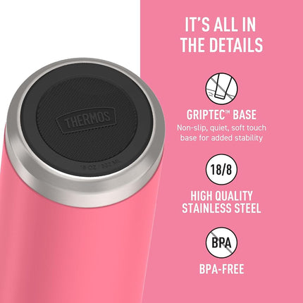 THERMOS ICON SERIES, Insulated Water Bottle with Straw Lid - 18 Ounce, Hot Pink - Stainless Steel Vacuum Insulated Water Bottle with Straw Lid