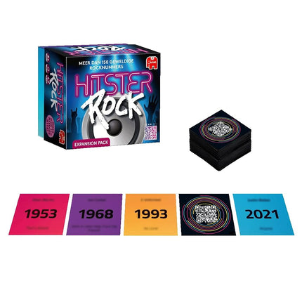 Hitster Rock Expansion, Expansion Set, Music Game, Action Game, Adult Board Game, Music Game, Card Game from 16 Years, 2-10 Players, Party Game, Dutch