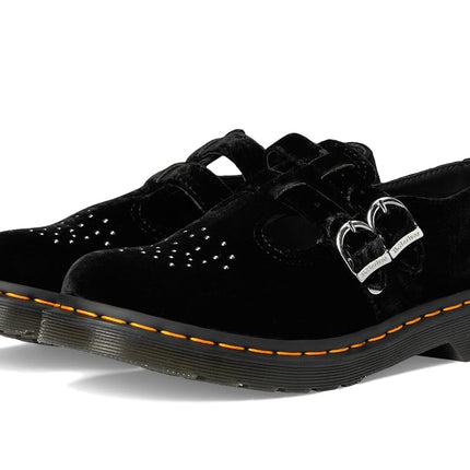 Dr. Martens Zapatos planos Mary Jane veganos 8065 para mujer, terciopelo negro, 4 UK
