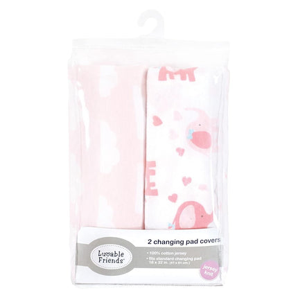 Luvable Friends Unisex Baby Fitted Changing Pad Cover, Girl Basic Elephant, One Size