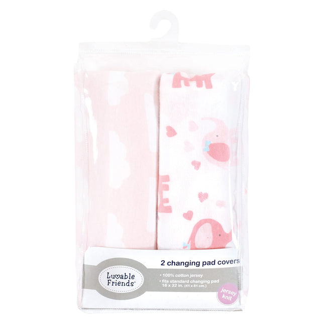 Luvable Friends Unisex Baby Fitted Changing Pad Cover, Girl Basic Elephant, One Size