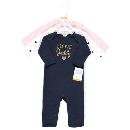 Hudson Baby Mamelucos de Algodón Unisex para Bebé, Rosa Navy Niña-Papá, 3-6 Meses, Rosa Navy Niña Papá, 3-6 Meses