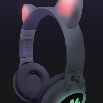 Lexibook - 2-in-1 Wireless Rechargeable Headphones with Lights - Stereo Sound, Wireless Wired, Foldable, Adjustable, LED Lights - HPBTKT