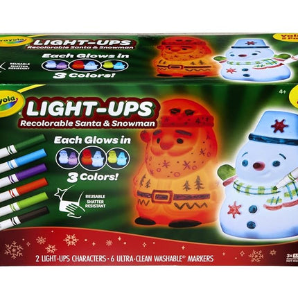Crayola Light Ups Santa and Snowman Bundle, Recolorable Light Up Toy, Gift for Kids, 5, 6, 7, 8