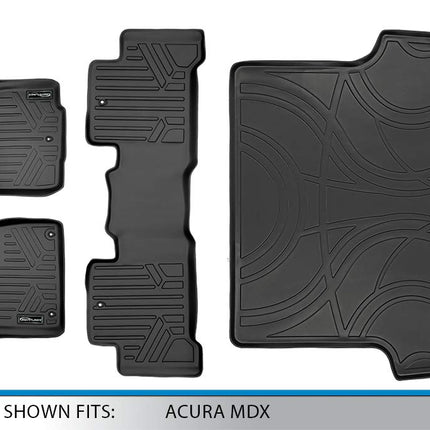 MAXLINER Floor Mats 2 Rows and Cargo Liner Behind 2nd Row Set Black for 2007-2013 Acura MDX