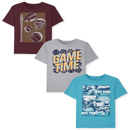 The Children's Place Baby Boys' Sports Short Sleeve Graphic T-Shirts,multipacks, Multisport 3-Pack, Large