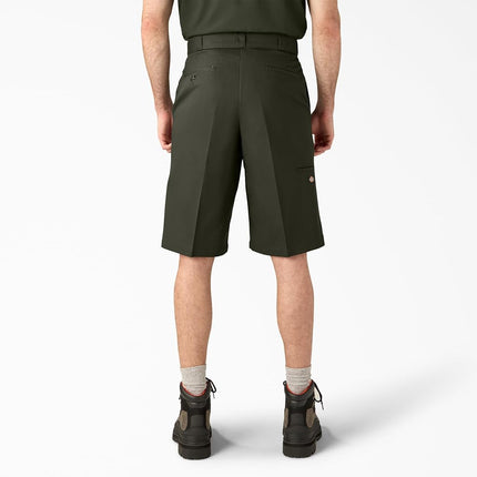 Dickies Mens Loose Fit Flat Front Work Shorts, Olive Green, 36 Regular