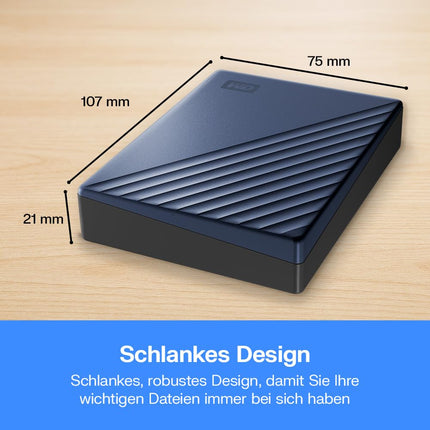 WD 4TB My Passport Ultra, portable external storage, external hard drive, software with defense against ransomware, backup and password protection, Works with PC, Xbox S|X, PS5, PS4, Midnight Blue