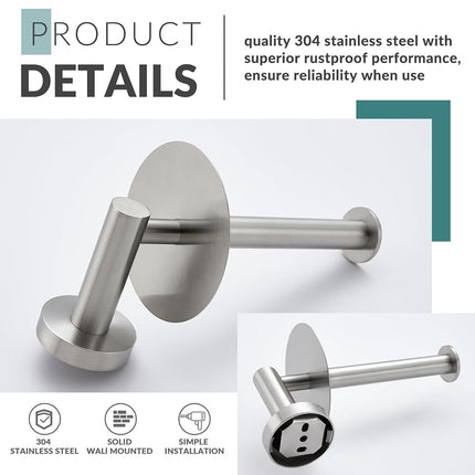 Toilet Paper Holder with Round Plate Aomasi SUS304 Stainless Steel Vertical Tissue Roll Hanger Bathroom Accessory Brushed Nickel