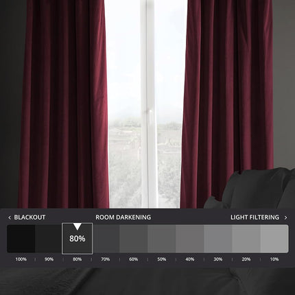 HPD Half Price Drapes Heritage Plush Velvet 96 Inches Long Darkening Curtains for Bedroom & Living Room 50W x 96L, (1 Panel), Dark Merlot, Polyester Blend, 50" W x 96" L (Pack of 1)