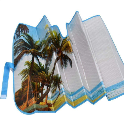 BDK AS- 601_AM Palm Tree Tropical Island Sunset Auto Windshield Sun Shade (for Car SUV Truck-Bubble Foil Folding Accordion) - AS-601__AM