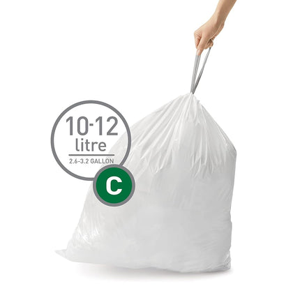 simplehuman CW0252, forro de cubo de basura a medida código C, paquete a granel, plástico blanco (paquete de 3 de 20 unidades, 60 forros en total)