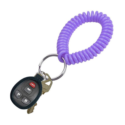Lucky Line 2” Diameter Spiral Wrist Coil with Steel Key Ring, Flexible Wrist Band Key Chain Bracelet, Stretches to 12”, Purple, 5 Pack (4106505)