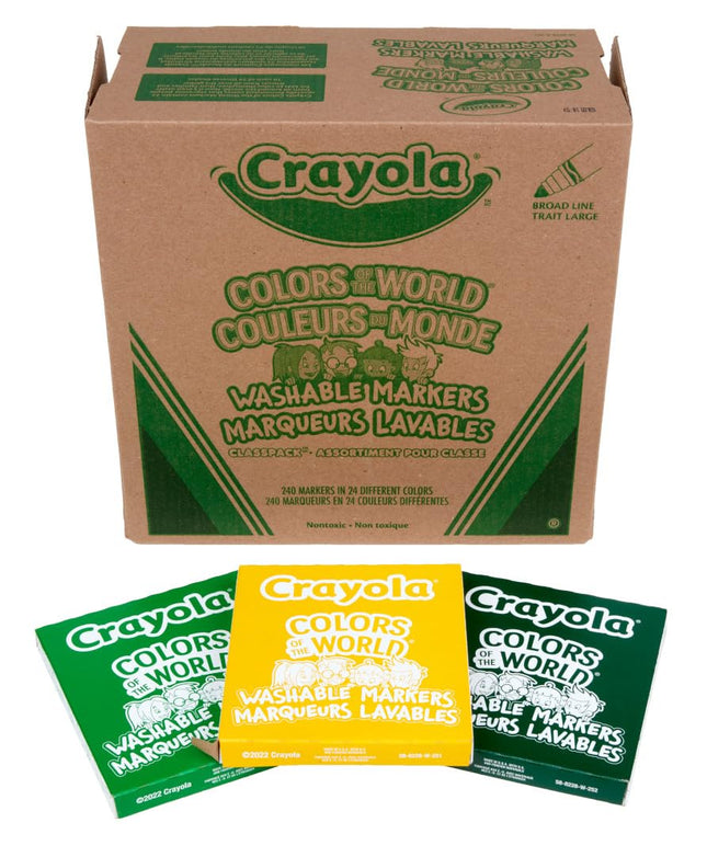 Crayola Colors of The World, Bulk Skin Tone Markers, 240 Washable Broadline Markers