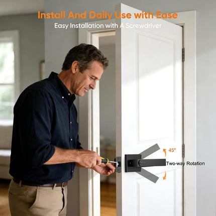 YYTDZSW Door Handles Interior, Door Knobs Interior, Black Door Handle with Reversible Lever, Keyed Alike Door Lock Sets for Bedroom, 5 Packs Heavy Duty Door Lock Sets, Matte Black