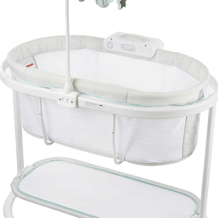 Fisher-Price Baby Bedside Sleeper Soothing Motions Bassinet with Lights Music Vibrations & Toy Mobile for Newborns 0+ Months, Windmill