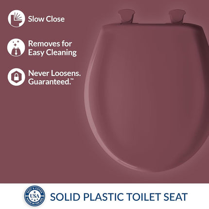 Bemis 200SLOWT 343 Toilet Seat Will Slow Close, Never Loosen and Easily Remove, Raspberry, Round
