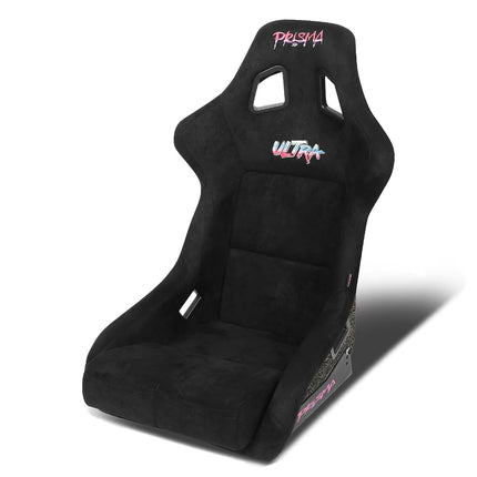 Sièges baquets de course universels NRG Innovations NRG-FRP-302BK-ULTRA à dossier fixe pour harnais 6 points, taille L, revêtement noir, noir -ULTRA, 24" l. X 36" H X 18" P