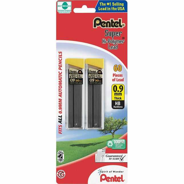 Pentel Super Hi-Polymer Lead Refill, 0.9 mm Thick,