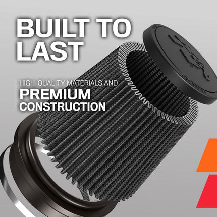 K&N Universal Clamp-On Air Filter: High Performance, Premium, Washable, Replacement Filter: Flange Diameter: 5 In, Filter Height: 8.75 In, Flange Length: 1 In, Shape: Round Tapered, RU-3107HBK