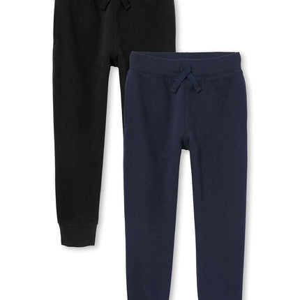 The Children's Place Boys Active Fleece Jogger Pants, Black/New Navy 2 Pack, XX-Large