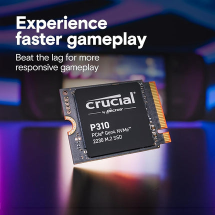 Crucial P310 SSD 2TB M.2 2230 NVMe PCIe Gen4, Up to 7,100 MB/s, Compatible with Steam Deck, ASUS ROG Ally, MSI Claw & Microsoft Surface, Solid State Drive - CT2000P310SSD2