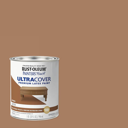 Rust-Oleum Brush On Paint 240284 Painters Touch Quart Latex, Satin Nutmeg, 32 Fl Oz (Pack of 1), 11