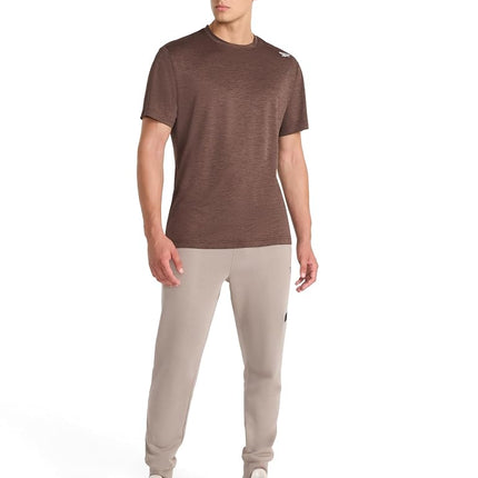 Reebok Apparel Mens Sprint Short Sleeve T-Shirt, Standard Fit, Lightweight Stretch Waffle-Knit Fabric, Bracken Heather, Medium