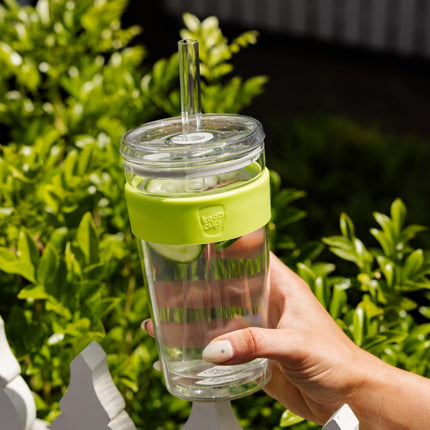 KeepCup Cold Cup, Reusable Iced Coffee Cup with Removable Tritan Plastic Sleeve and Straw Tumbler with Spillproof Lid, Reusable Straw Included, BPA Free, Dishwasher Safe, 454ml 16oz Chartreuse