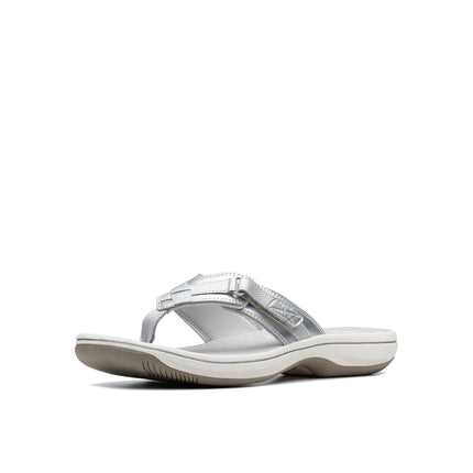 Clarks Women's Breeze Sea Flip Flop, New Silver Sy