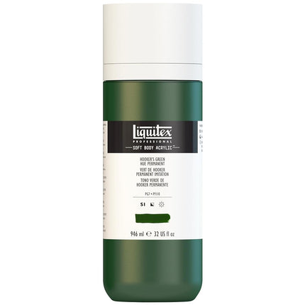 Pintura acrílica de cuerpo suave Liquitex Professional, botella de 946 ml, tono verde Hooker permanente