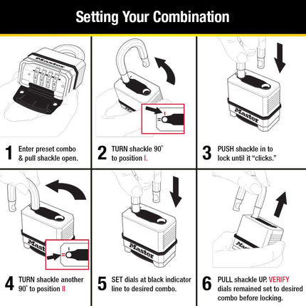 MASTERLOCK Resettable Combination Padlock with 1-1/2" Shackle, 2", M175XDLFCCSEN