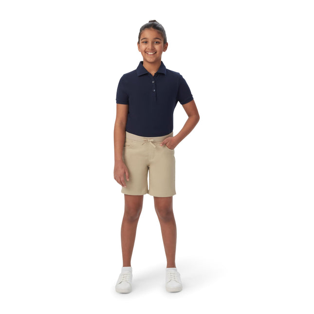 French Toast Girls' Pull-on Cotton Twill Shorts with Pockets, Khaki, 6 Years