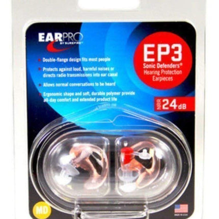 Surefire Sonic Ear Defenders EP3 Plus Noise Cancelling Headphones 24db NRR Hearing Protection for Shooting, Hunting or Construction, Ideal for Men, Women and Adults, Medium, Clear