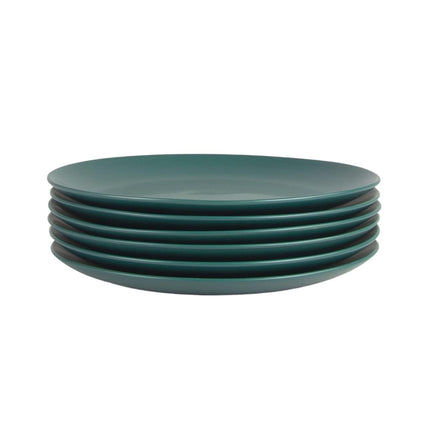 10 Strawberry Street Wazee Matte 10.5" Coupe Dinner Plate, Set of 6, Emerald Green