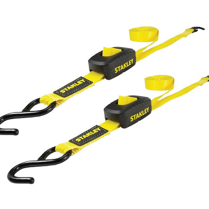 Stanley S2001 Enclosed Cambuckle Tie Down Strap – 2 Pack (1 in. x 10 ft.) 1,200 LB. Break Strength Black/Yellow