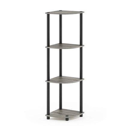 Furinno TURN-N-TUBE Corner Shelf, 4-Tier Corner Bookshelf, Display Storage Shelves with Open Shelves, for Organization and Storage, Living Room, Home Office, Garage, French Oak