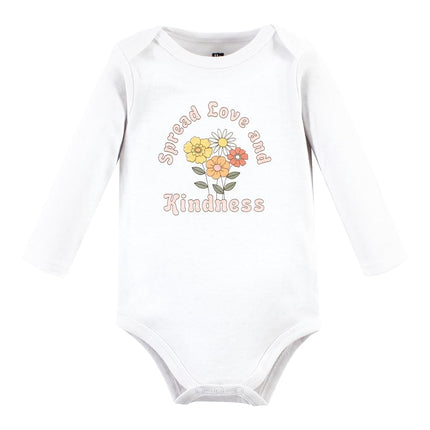 Hudson Baby unisex-baby, bodysuits de algodón de manga larga, Paz Amor Flores, Prematuro