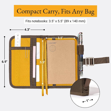 LOCHBY Field Journal Mini Planner | Pocket-Size Planner Cover | Water Resistant Waxed Canvas | Pen Loop | Included Tomoe River Notebook | Perfect for Travel, Art, Bullet Journal