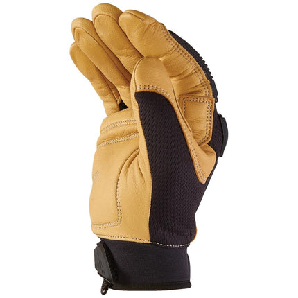 Klein Tools 60188 Gants de travail, Gants en cuir de qualité professionnelle avec protection des articulations et des doigts, Renfort du pouce, Dos en maille, Grande taille
