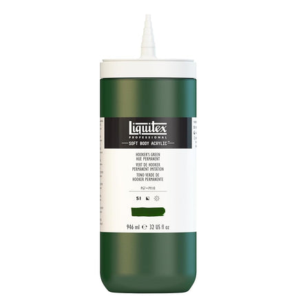 Pintura acrílica de cuerpo suave Liquitex Professional, botella de 946 ml, tono verde Hooker permanente