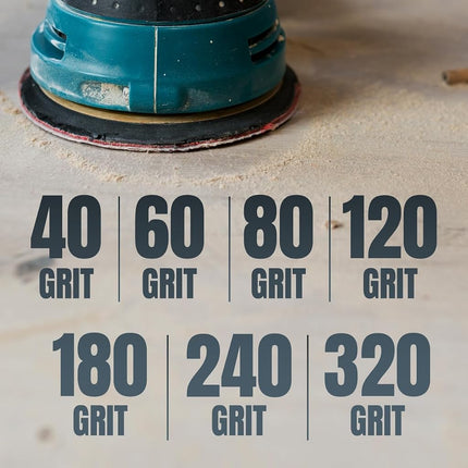 POWERTEC 45212G-50 6-Inch 6 Hole 120 Grit Hook and Loop Sanding Discs, Gold, 50-Pack