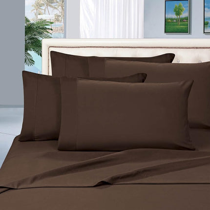 Elegant Comfort 1500 Thread Count Egyptian Quality 6 Piece Wrinkle Resistant Luxurious Sheet Set, California King, Chocolate Brown