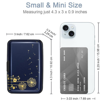 Mini Credit Card Holder for Women or Men,RFID Blocking Slim Hard Card Case ID Case Travel Wallet, Dandelion, S