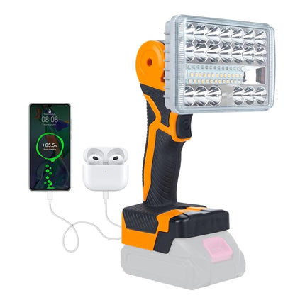 Cordless LED Work Light Compatible with DeWalt 20V Battery Battery, Portable Flashlight Lamp with Charging Phone for Auto Repair Outdoor Construction Job Sites (Tool Only, Not Made by DeWalt)